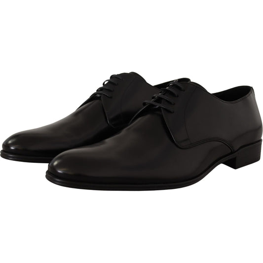 Dolce & Gabbana Elegant Black Leather Derby Shoes Dolce & Gabbana Black