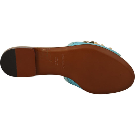 Dolce & Gabbana Dolce & Gabbana Exquisite Crystal-Embellished Exotic Leather Sandals LA9785- 35.5 1728,67345645728,Blue,Dolce & Gabbana,EU35.5/US5,EU35/US4.5,EU37/US6.5,Flat Shoes - Women - Shoes,Material: 79% Exotic Leather 21% Viscose,New with tags,Shoe