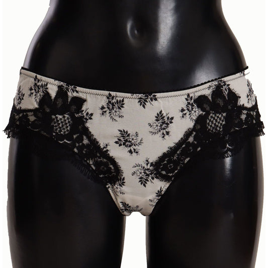 Dolce & Gabbana Elegant White Lace Silk Briefs Dolce & Gabbana Light Gray