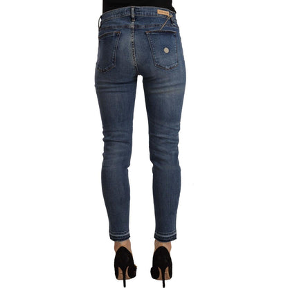 Don The Fuller Blue Mid Waist Cotton Denim Slim Fit Cropped Jeans