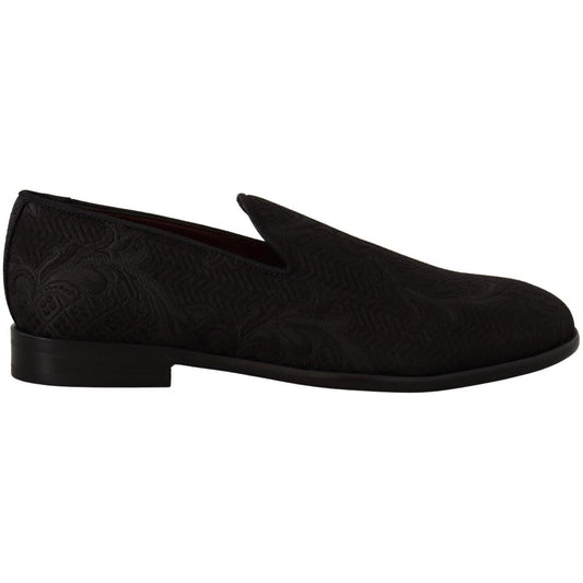 Dolce & Gabbana Black Floral Brocade Slippers Dolce & Gabbana Black
