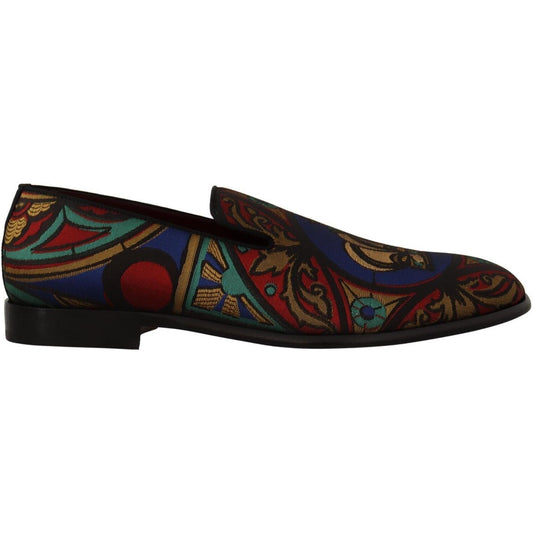 Dolce & Gabbana Multicolor Jacquard Slide-On Loafer Slippers Dolce & Gabbana Black
