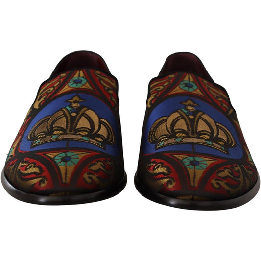 Dolce & Gabbana Multicolor Jacquard Slide-On Loafer Slippers Dolce & Gabbana Black