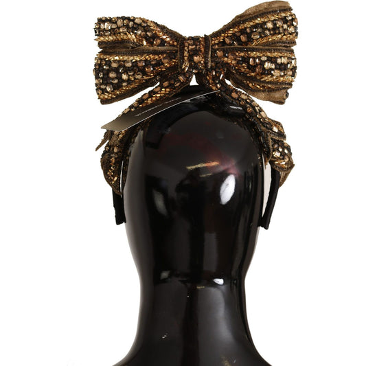 Dolce & Gabbana Elegant Gold Embellished Silk Diadem Dolce & Gabbana Black