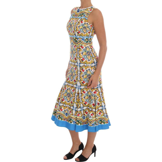 Dolce & Gabbana Majolica Print Midi Sheath Dress Dolce & Gabbana Rosy Brown