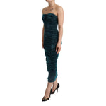 Dolce & Gabbana Turquoise Bustier Bodice Draped Midi Dress DR28617 - 44
