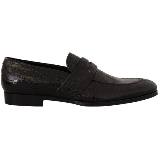Dolce & Gabbana Elegant Crocodile Leather Moccasin Shoes Dolce & Gabbana Black