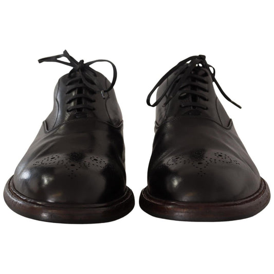 Dolce & Gabbana Elegant Black Leather Derby Formal Shoes Dolce & Gabbana Dark Slate Gray