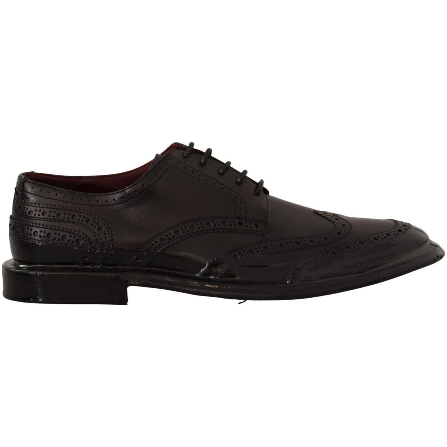 Dolce & Gabbana Black Leather Oxford Wingtip Formal Derby Shoes