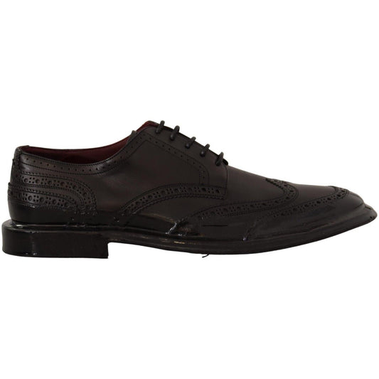 Dolce & Gabbana Elegant Calfskin Derby Oxford Wingtips Dolce & Gabbana Black