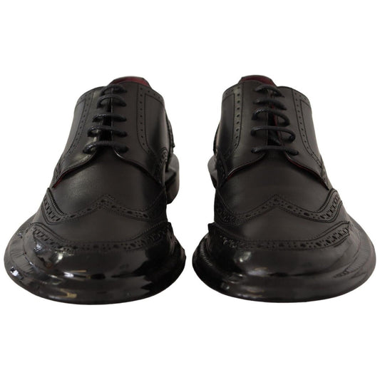 Dolce & Gabbana Elegant Calfskin Derby Oxford Wingtips Dolce & Gabbana Dark Slate Gray