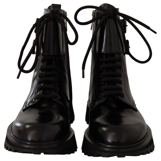 Dolce & Gabbana Elegant Black Leather Ankle Boots Dolce & Gabbana Black