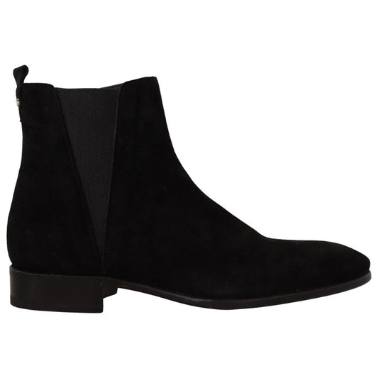 Dolce & Gabbana Elegant Suede Leather Chelsea Boots Dolce & Gabbana Black