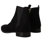 Dolce & Gabbana Elegant Suede Leather Chelsea Boots Dolce & Gabbana Black