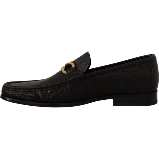 Salvatore Ferragamo Elegant Black Calf Leather Loafers Dress Shoes Salvatore Ferragamo Black