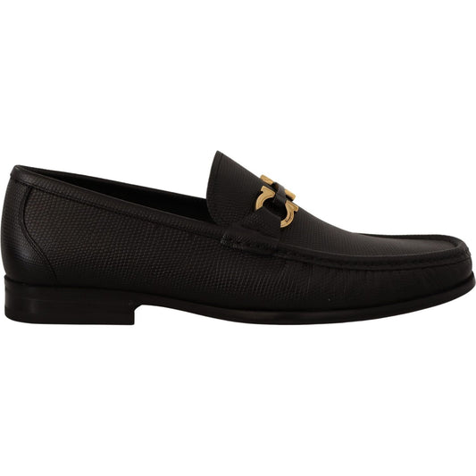 Salvatore Ferragamo Elegant Black Calf Leather Loafers Dress Shoes Salvatore Ferragamo Black