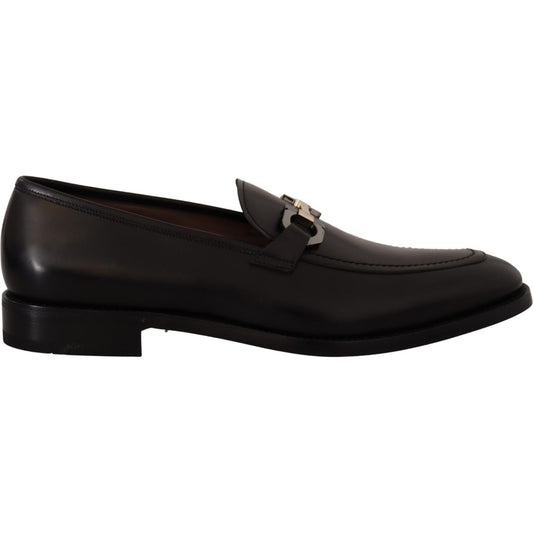 Salvatore Ferragamo Suave Black Leather Gancio Bit Loafers Dress Shoes Salvatore Ferragamo Black