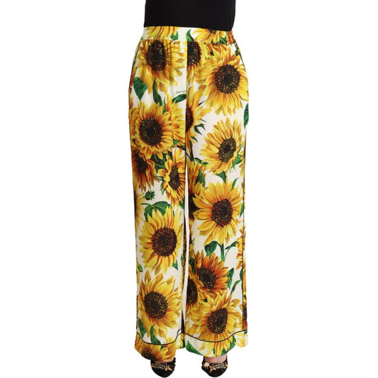 Dolce & Gabbana Elegant Sunflower Wide Leg Pants Dolce & Gabbana Goldenrod