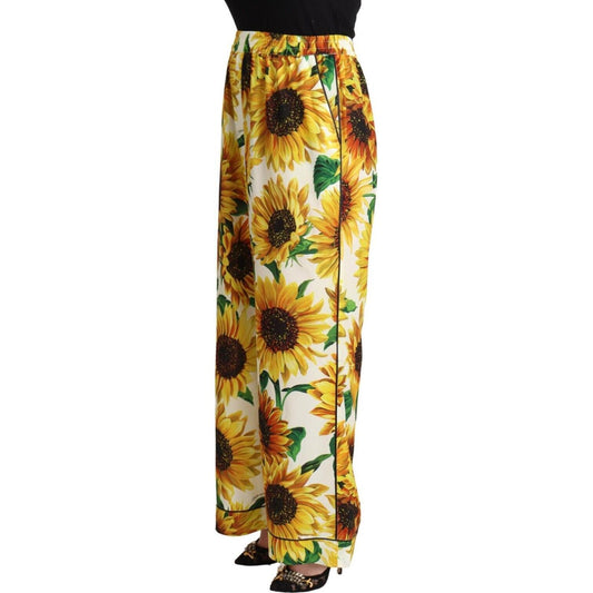 Dolce & Gabbana Elegant Sunflower Wide Leg Pants Dolce & Gabbana Dark Goldenrod