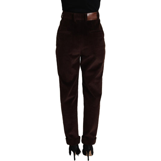 Dolce & Gabbana Elegant Bordeaux High-Waisted Corduroy Pants Dolce & Gabbana Black