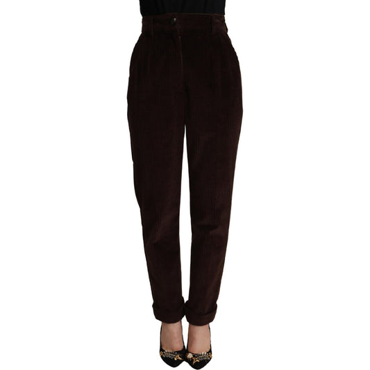 Dolce & Gabbana Elegant Bordeaux High-Waisted Corduroy Pants Dolce & Gabbana Black