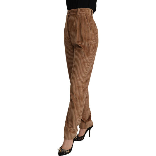 Dolce & Gabbana Elegant High-Waisted Tapered Corduroy Pants Dolce & Gabbana Sienna