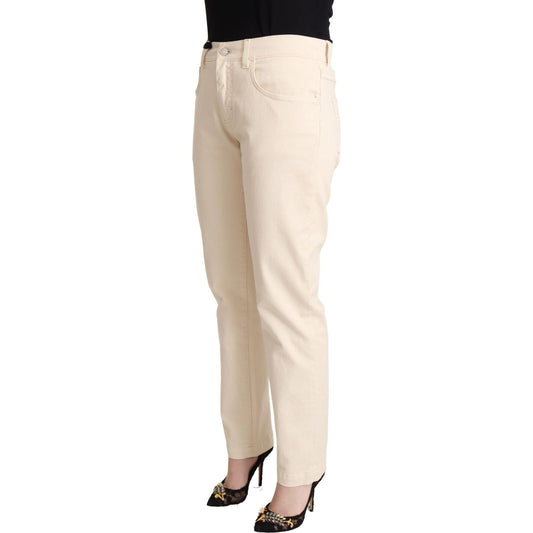 Dolce & Gabbana Chic White Skinny Boyfriend Jeans with Logo Plaque Dolce & Gabbana Light Gray