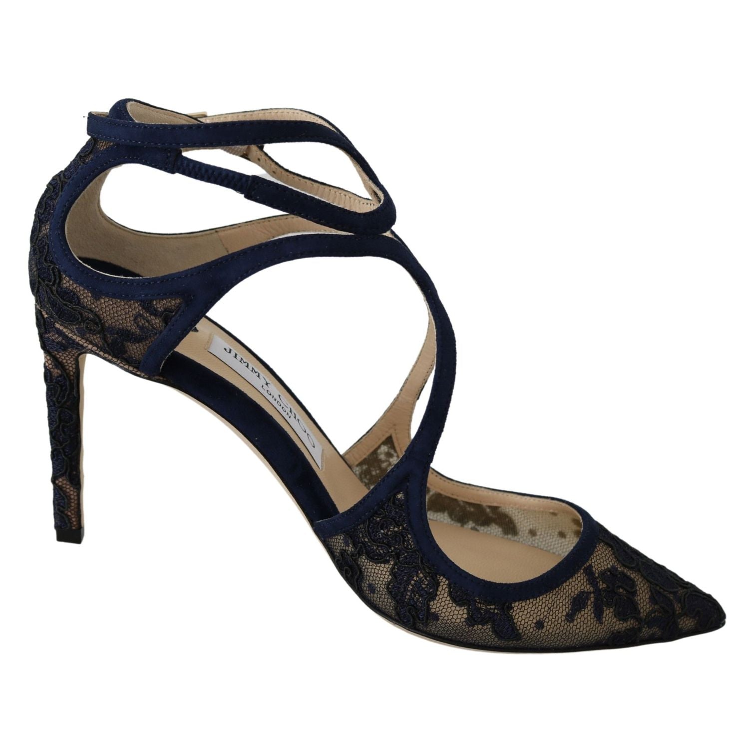 Jimmy Choo Navy Blue Lancer 85 Sandals Pumps
