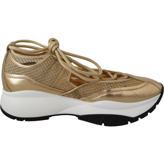 Jimmy Choo Golden Glamour Mesh Leather Sneakers Jimmy Choo Dim Gray