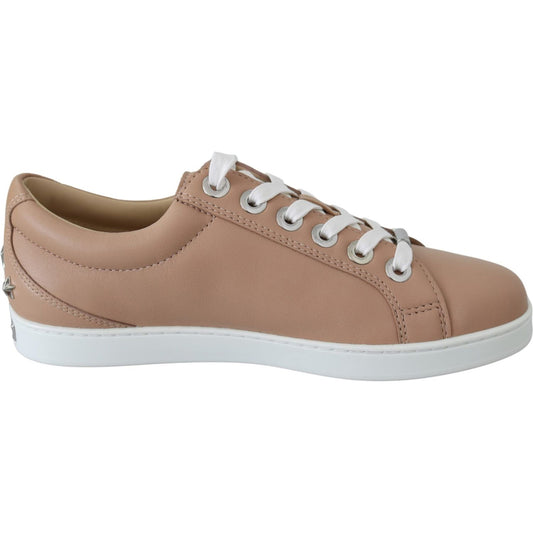 Jimmy Choo Powder Pink Nappa Leather Sneakers Jimmy Choo Rosy Brown