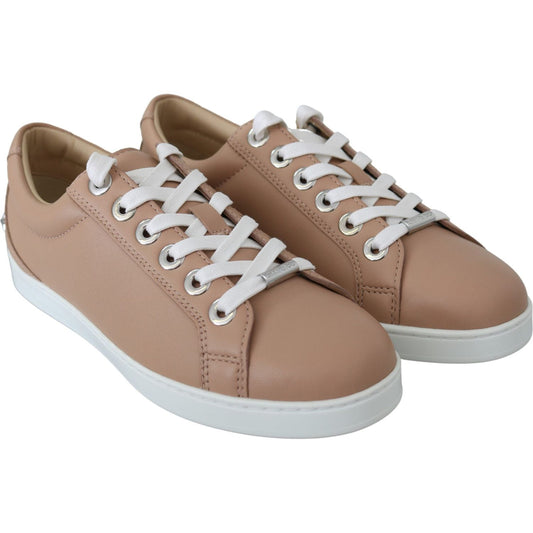 Jimmy Choo Powder Pink Nappa Leather Sneakers Jimmy Choo Rosy Brown