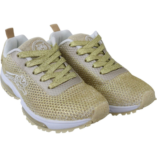 Plein Sport Exquisite Gold Polyester Sport Sneakers Plein Sport Rosy Brown