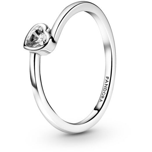 PANDORA Mod. CLEAR TILTED HEART SOLITAIRE RING