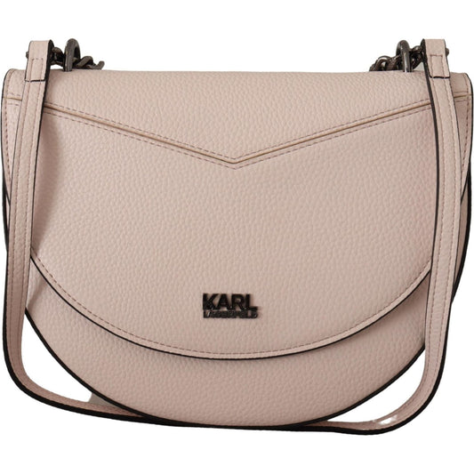 Karl Lagerfeld Elegant Mauve Light Pink Leather Shoulder Bag Karl Lagerfeld Dark Gray