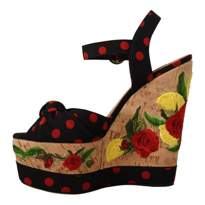 Dolce & Gabbana Multicolor Platform Wedges Sandals Charmeuse Shoes