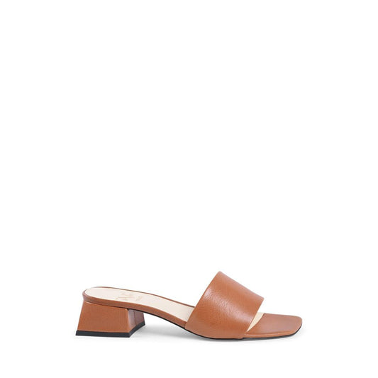 19V69 Italia Brown Leather Sandal for women with 4 cm heel, 100% leather upper and synthetic sole, size 36, made in Italy.