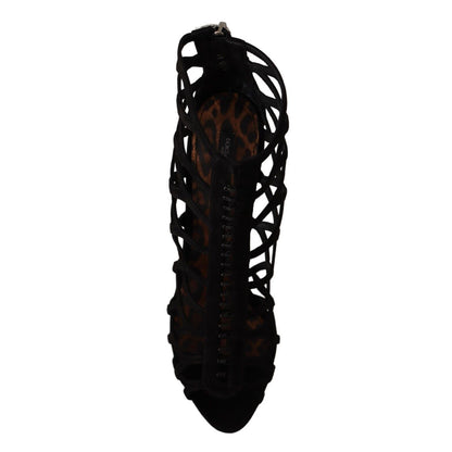 Dolce & Gabbana Black Suede Stiletto Heels Bette Sandals Shoes