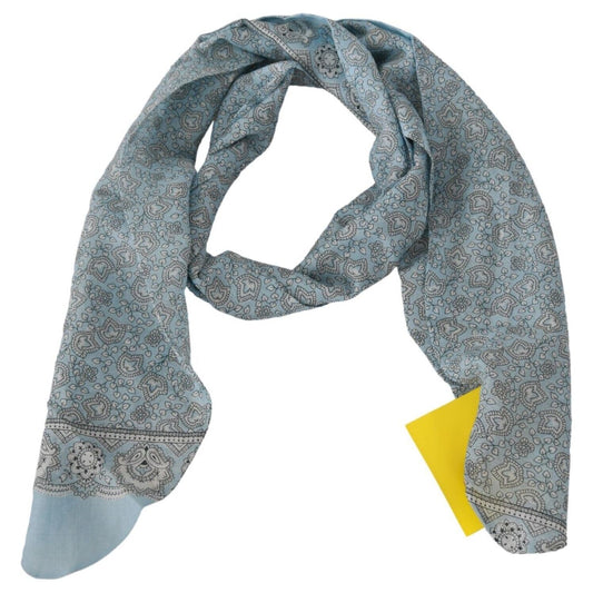 Ermanno Scervino Elegant Silk Bandana Wrap Shawl Scarf Ermanno Scervino Light Slate Gray