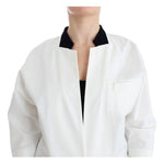 Andrea Pompilio Chic White Cotton Blend Blazer Blazer Jacket Andrea Pompilio Light Gray