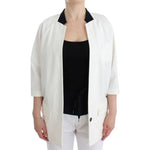 Andrea Pompilio Chic White Cotton Blend Blazer Blazer Jacket Andrea Pompilio Light Gray