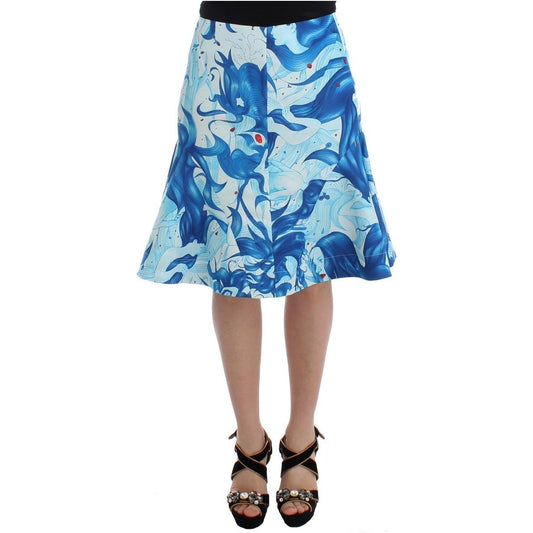 Koonhor Elegant Fresco-Print Knee-Length Skirt Koonhor Gray