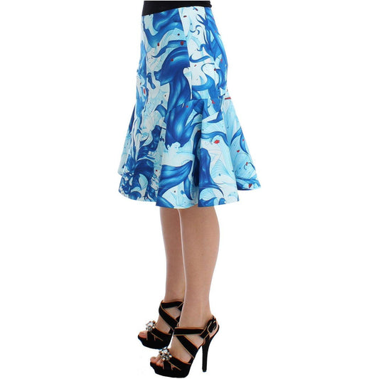 Koonhor Elegant Fresco-Print Knee-Length Skirt Koonhor Gray