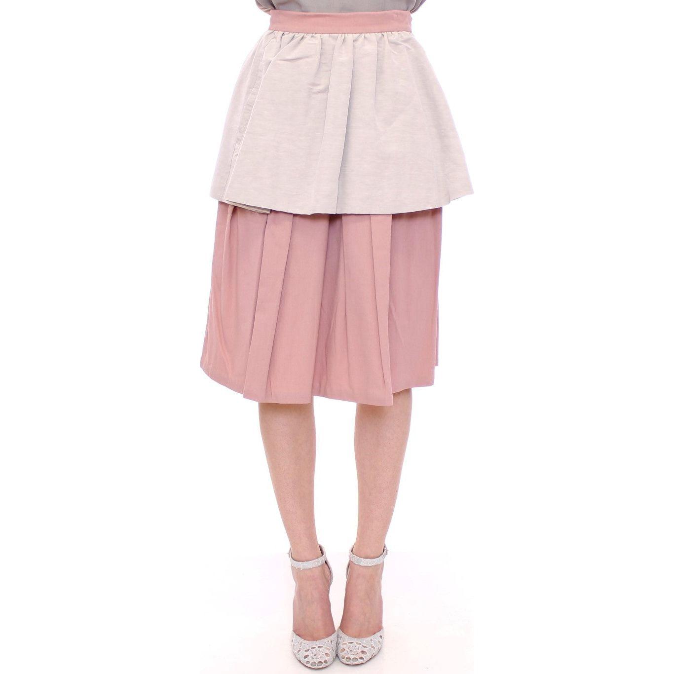 Comeforbreakfast Elegant Pleated Knee-length Skirt in Pink and Gray Comeforbreakfast Thistle