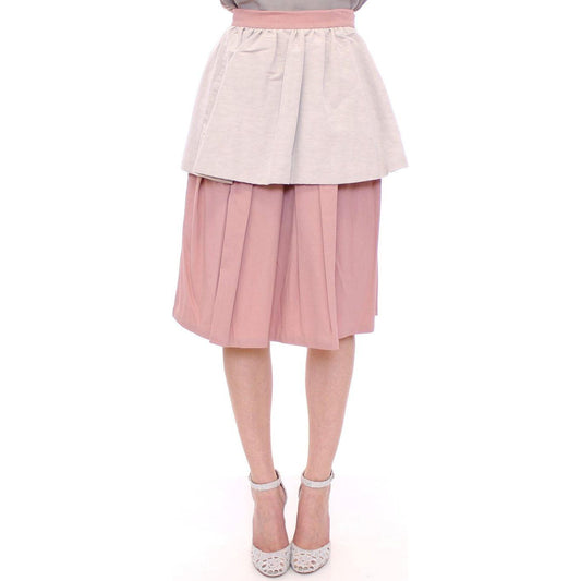 Comeforbreakfast Elegant Pleated Knee-length Skirt in Pink and Gray Comeforbreakfast Thistle