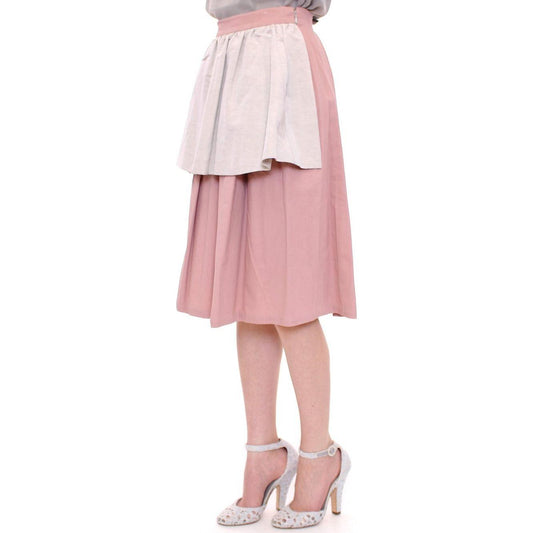 Comeforbreakfast Elegant Pleated Knee-length Skirt in Pink and Gray Comeforbreakfast Gray