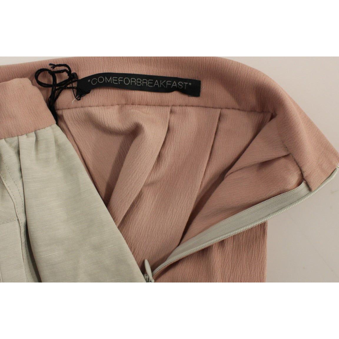 Comeforbreakfast Elegant Pleated Knee-length Skirt in Pink and Gray Comeforbreakfast Rosy Brown
