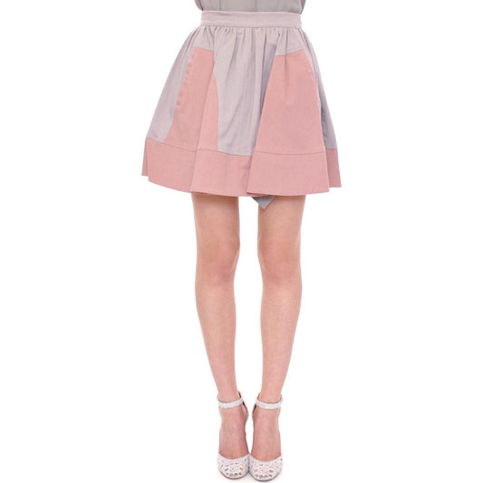 Comeforbreakfast Sleek Pleated Mini Skirt in Pink and Gray Comeforbreakfast Gray
