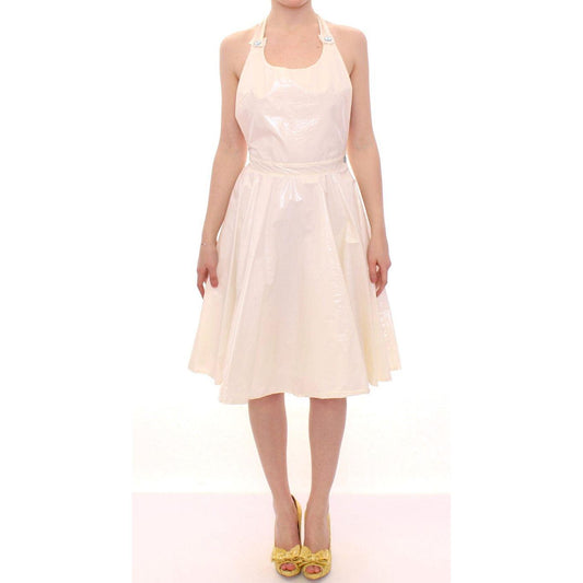 Licia Florio Elegant White Tea Halterneck Dress Licia Florio Antique White