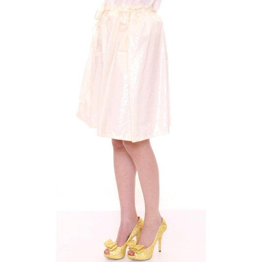 Licia Florio Elegant White Tie-Waist Skirt Licia Florio Seashell