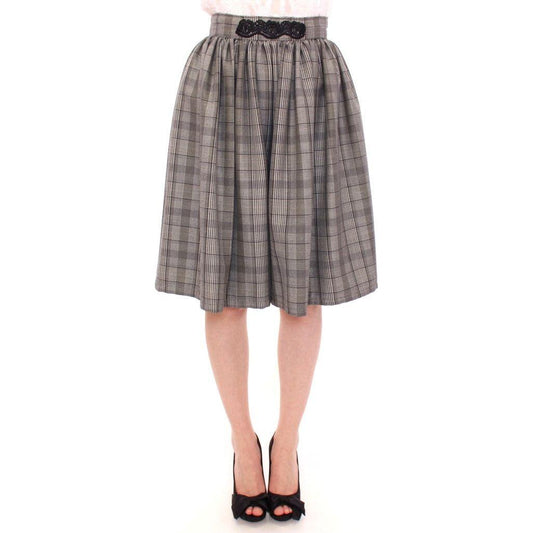 NOEMI ALEMÁN Elegant Gray Checkered Wool Shorts Skirt NOEMI ALEMÁN Dim Gray